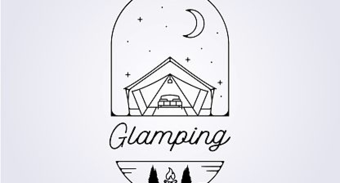 travel glamping tent line logo camping vector illustration design